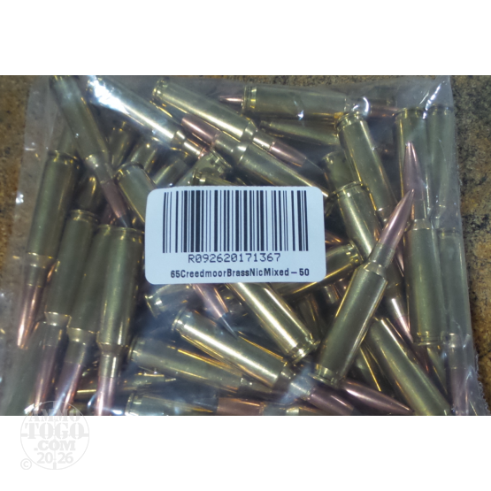 50rds – 6.5 Creedmoor Mixed Brass and Nickel Plated Ammo