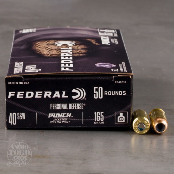 50rds – 40 S&W Federal Punch 165gr. JHP Ammo