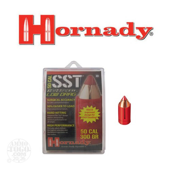 20pcs - 50 Cal Hornady Sabot Low Drag w/ 45 Cal 300gr. SST Bullets