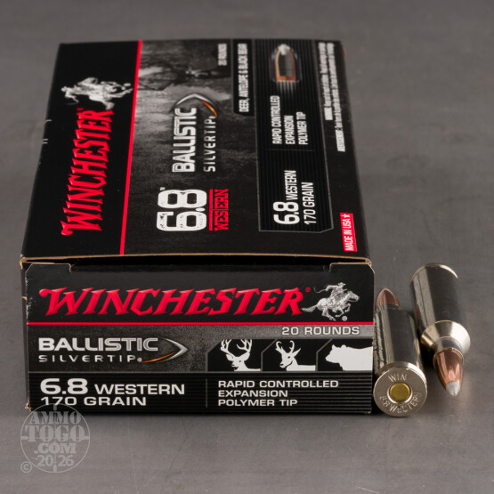 20rds – 6.8 Western Winchester Ballistic Silvertip 170gr. Polymer Tip Ammo
