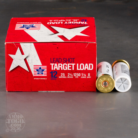 250rds – 12 Gauge Stars and Stripes 2-3/4" 1-1/8oz. #8 Shot Ammo