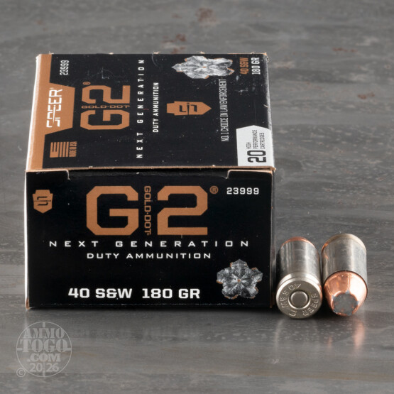 20rds – 40 S&W Speer Gold Dot G2 180gr. JHP Ammo