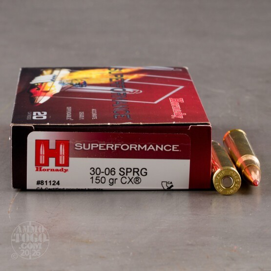 20rds – 30-06 Hornady Superformance 150gr. CX Ammo