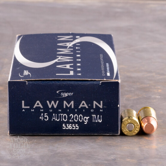 50rds - 45 ACP Speer Lawman 200gr. TMJ Ammo