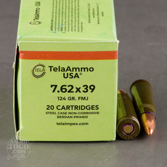 20rds – 7.62x39 Tela Impex 124gr. FMJ Ammo