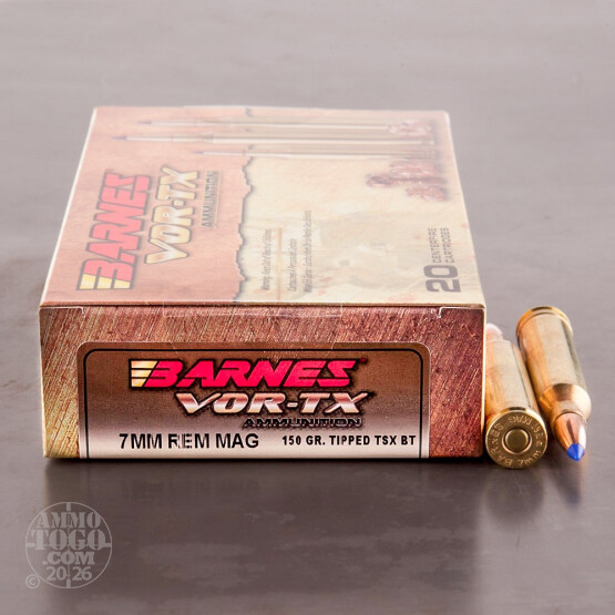 20rds – 7mm Rem Mag Barnes VOR-TX 150gr. TTSX BT Ammo