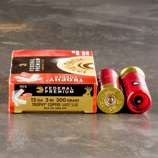 5rds - 12 Gauge Federal Premium 3" 300gr. Trophy Copper Sabot Slug Ammo