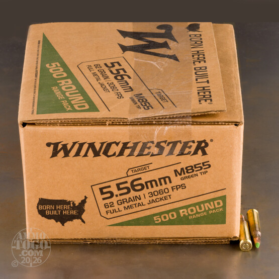 500rds – 5.56x45 Winchester 62gr. FMJ M855 Ammo