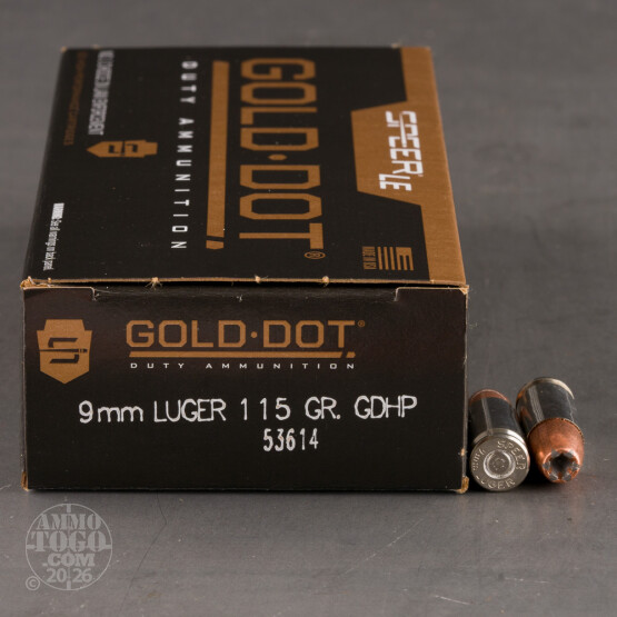 50rds – 9mm Speer LE Gold Dot 115gr. JHP Ammo