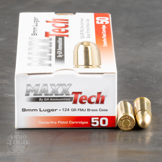 50rds – 9mm MAXX Tech 124gr. FMJ Ammo