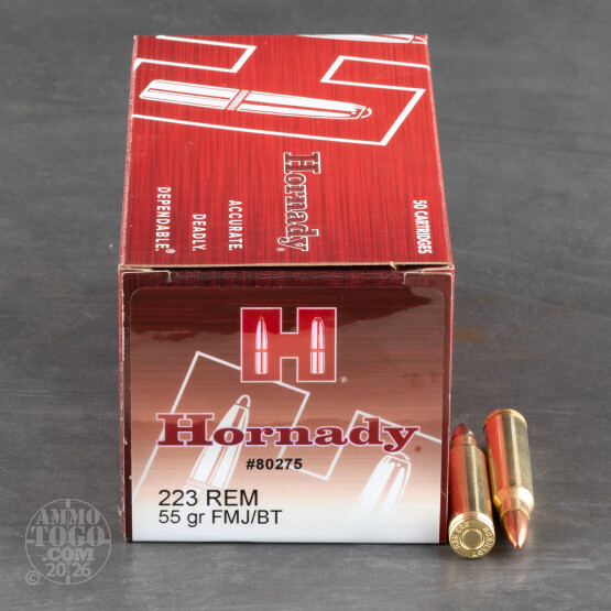 50rds –  223 Rem Hornady Brass Training 55gr. FMJ Ammo