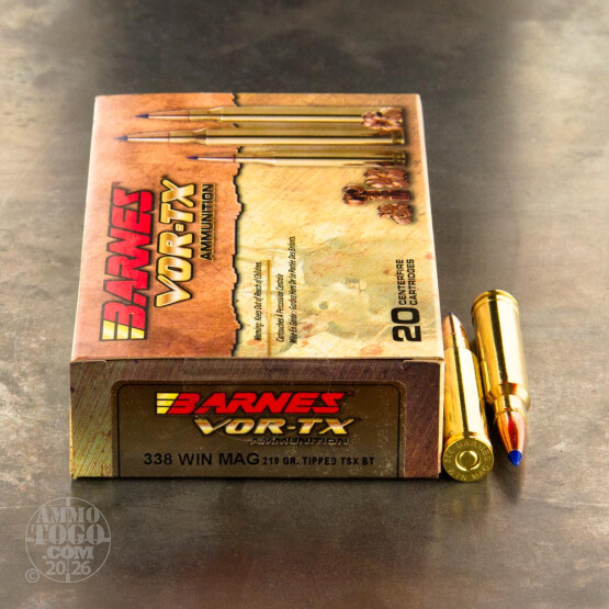 20rds - 338 Win Mag Barnes VOR-TX 210gr. Tipped TSX BT Ammo