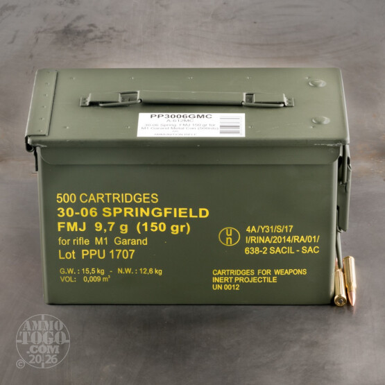 500rds – 30-06 Prvi Partizan M1 Garand 150gr. FMJ Ammo in Ammo Can