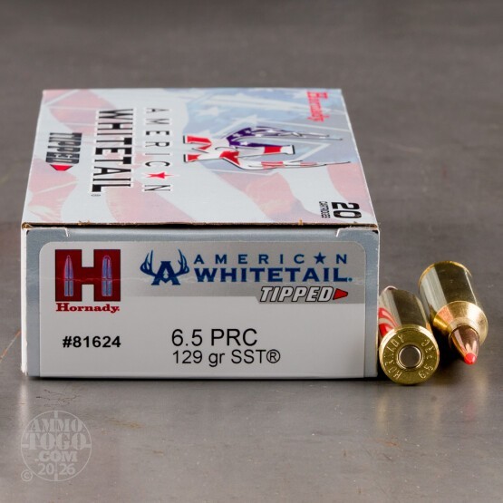 20rds – 6.5 Creedmoor Hornady American Whitetail Tipped 129gr. SST Ammo