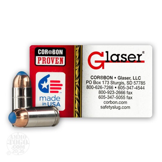 20rds – 9mm +P Glaser Safety Slug 80gr. Pre-Fragmented HP Ammo
