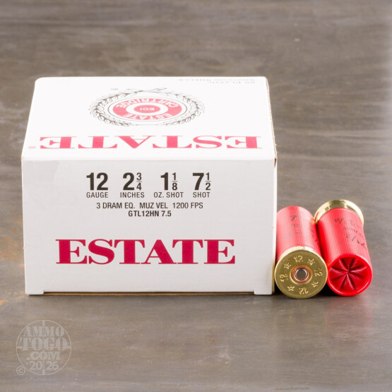 25rds - 12 Gauge Estate 2 3/4" 3 Dram 1 1/8oz. #7 1/2 Shot Ammo