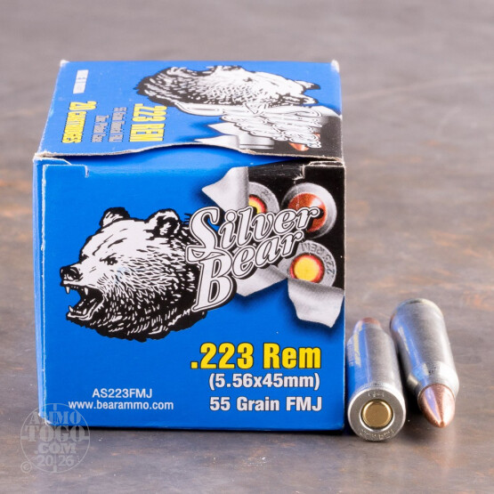 20rds - .223 Silver Bear 55gr. FMJ Ammo