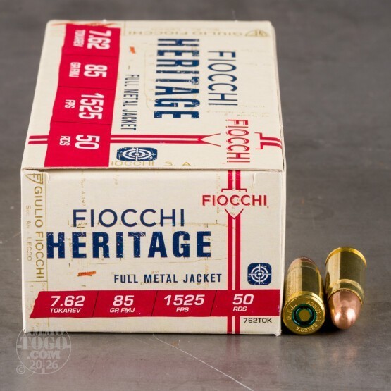 50rds – 7.62 Tokarev Fiocchi Heritage 85gr. FMJ Ammo