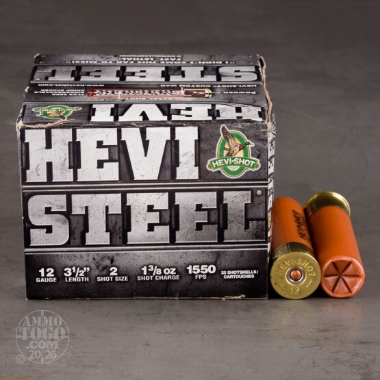 25rds – 12 Gauge Hevi-Steel 3-1/2" 1-3/8oz. #2 Steel Shot Ammo