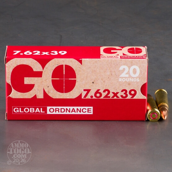 20rds – 7.62x39 Global Ordnance 123gr. FMJ Ammo