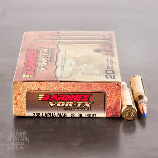 20rds – 338 Lapua Magnum Barnes VOR-TX 280gr. LRX BT Ammo
