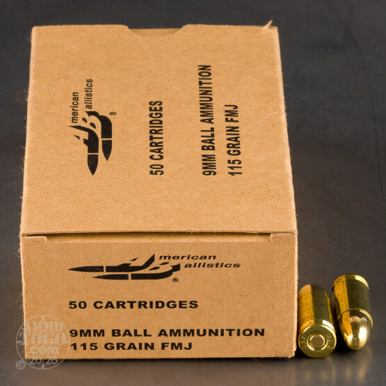50rds – 9mm American Ballistics 115gr. FMJ Ammo