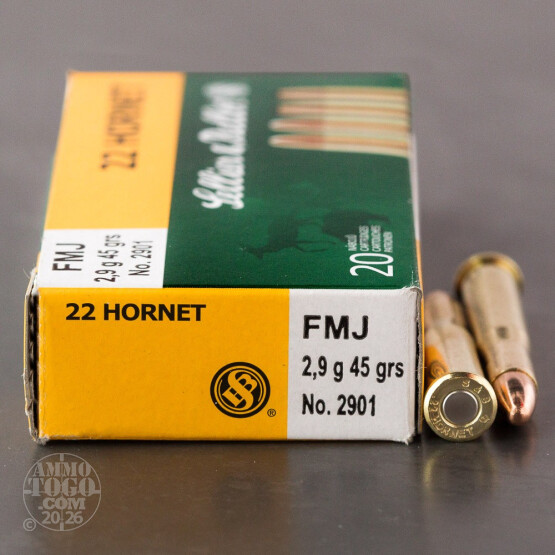 20rds - 22 Hornet Sellier & Bellot 45gr. Full Metal Jacket Ammo