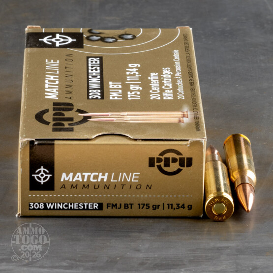 500rds - .308 Prvi Partizan 175gr. Boattail FMJ Match Ammo