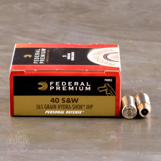 500rds – 40 S&W Federal Hydra-Shok 165 gr. JHP Ammo