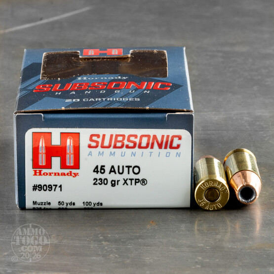 20rds – 45 ACP Hornady Subsonic 230gr. JHP Ammo