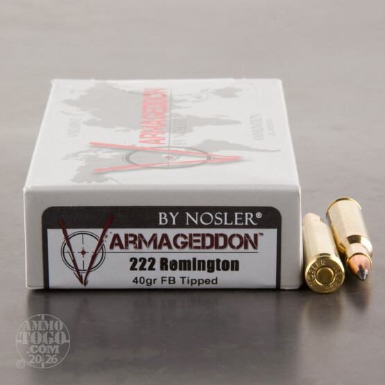 20rds - 222 Rem Nosler Varmageddon 40gr. FB Tipped Ammo