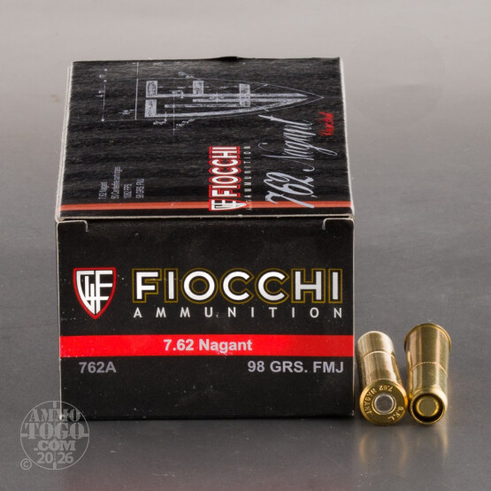50rds - 7.62 Nagant Fiocchi 98gr. FMJ Ammo
