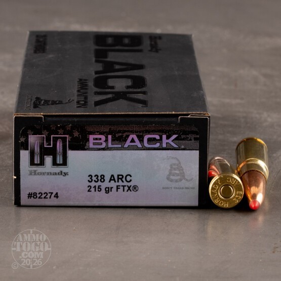 20rds – 338 ARC Hornady BLACK 215gr. FTX Ammo