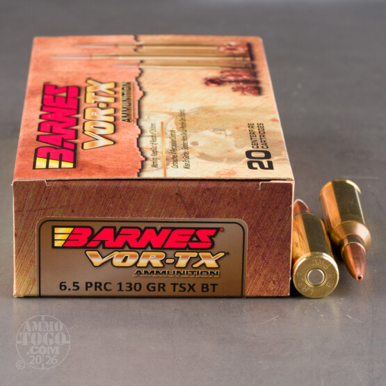 20rds – 6.5 PRC Barnes VOR-TX 130gr. TSX BT Ammo