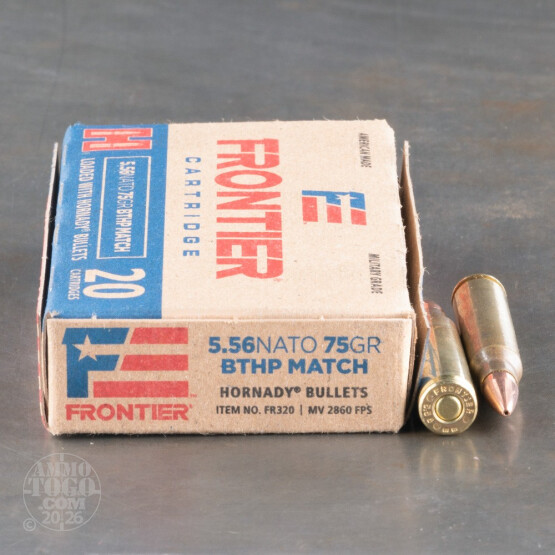 20rds - 5.56x45 Hornady Frontier 75gr. BTHP Match Ammo