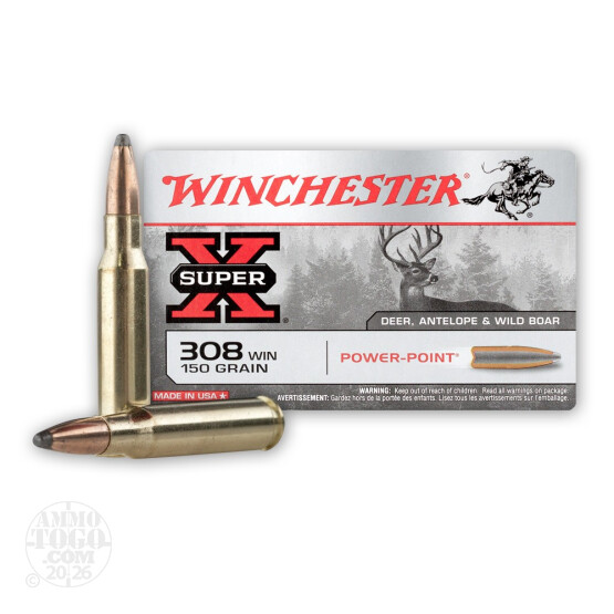 200rds - 308 Winchester 150gr. Super-X Power Point Ammo