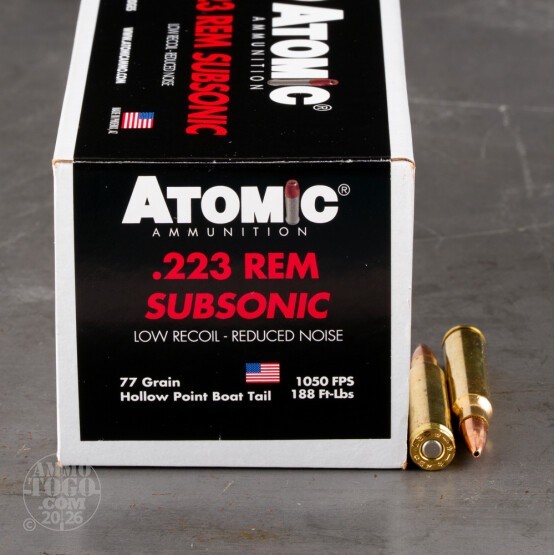 50rds – 223 Rem Atomic Subsonic 77gr. HPBT Ammo