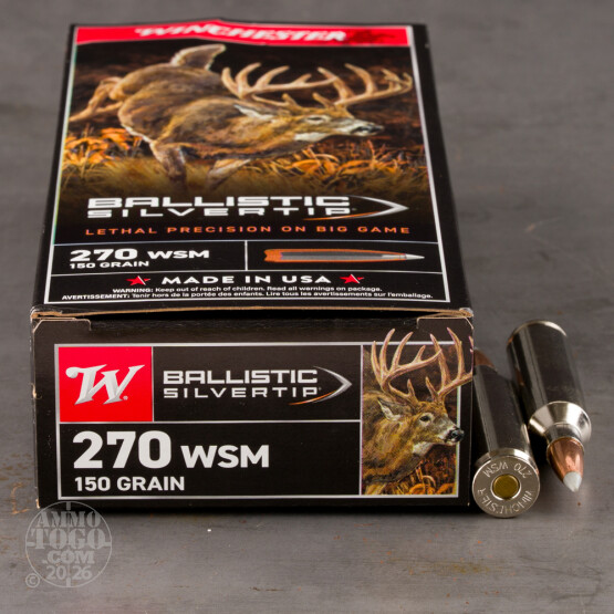 20rds – 270 WSM Winchester Ballistic Silvertip 150gr. Polymer Tip Ammo