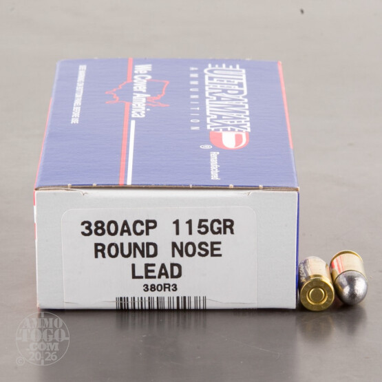50rds – 380 Auto Ultramax Remanufactured 115gr. LRN Ammo