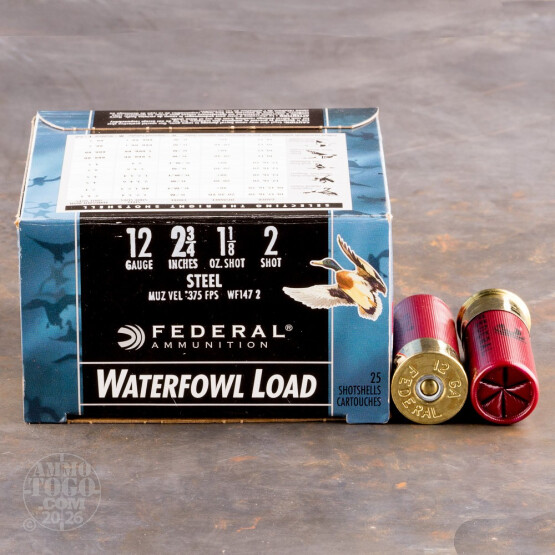 25rds - 12 Ga. Federal Speed-Shok 2 3/4" 1 1/8oz #2 Steel Shot Ammo