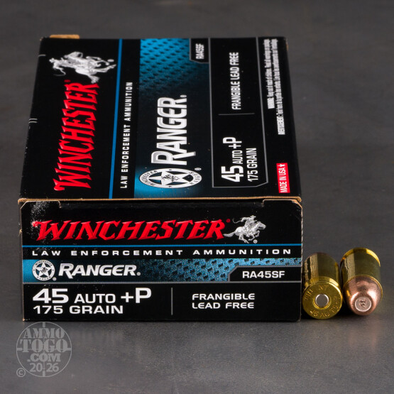500rds – 45 ACP +P Winchester Ranger 175gr. Frangible Ammo