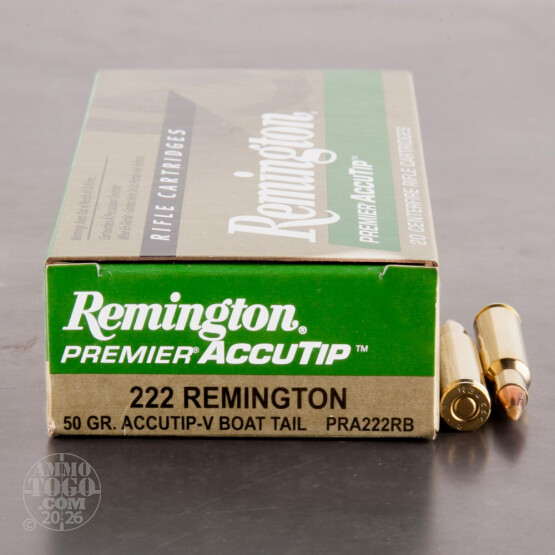 20rds – 222 Rem Remington Premier 50gr. AccuTip-V BT Ammo