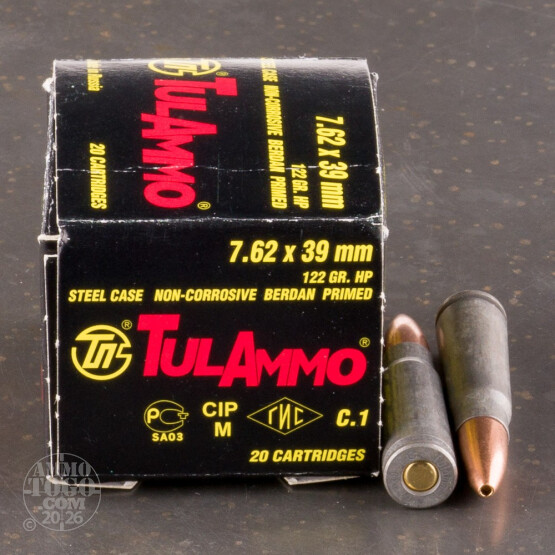 20rds - 7.62x39 Tula 122gr. HP Ammo