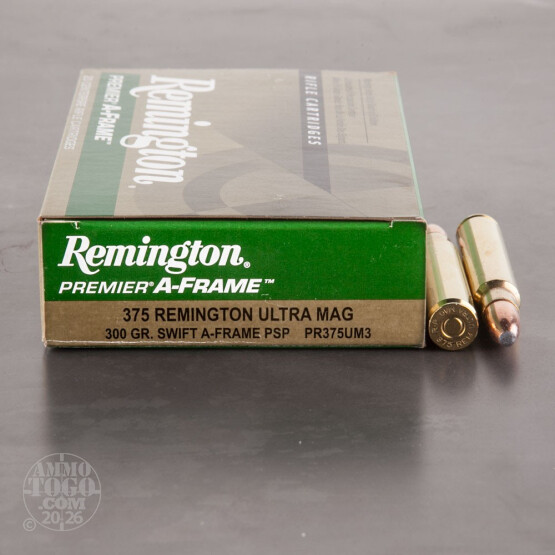 20rds - 375 RUM Remington Premier 300gr. Swift A-Frame PSP Ammo