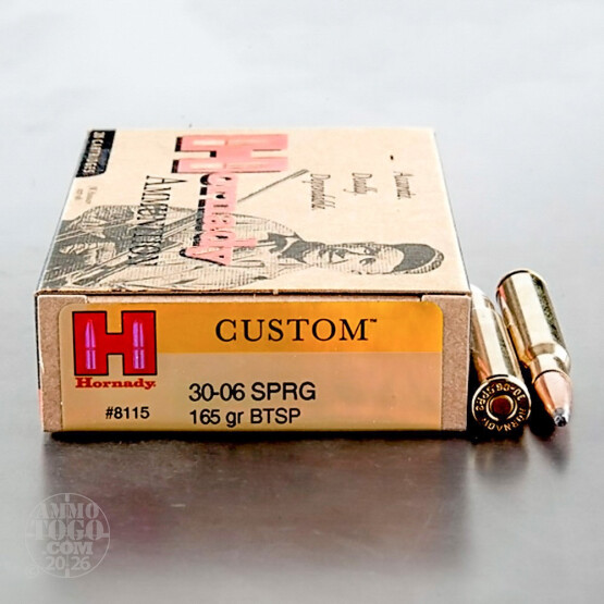 20rds - 30-06 Hornady Custom 165gr. Boat Tail Soft Point Ammo