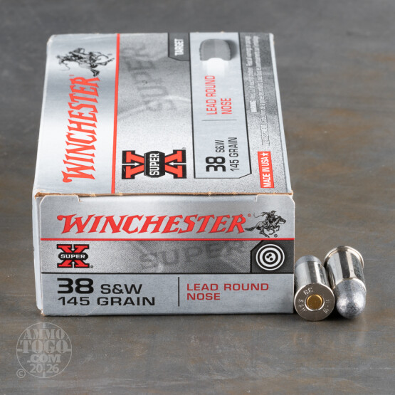 50rds - 38 S&W Winchester Super-X 145gr. LRN Ammo