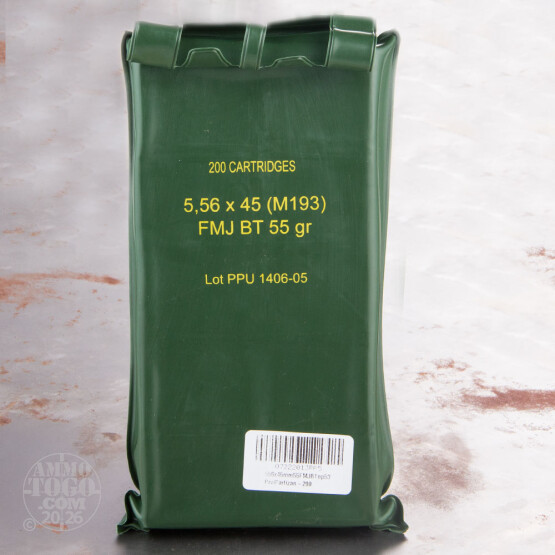 1000rds - 5.56 PPU M193 55gr. FMJ Ammo In Sealed Battle Packs