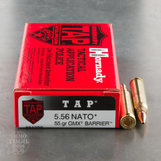 20rds - 5.56 Hornady LE TAP 55gr. GMX Barrier HP Ammo