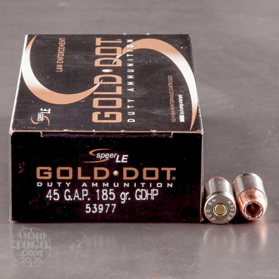 50rds – 45 GAP Speer Gold Dot 185gr. JHP Ammo