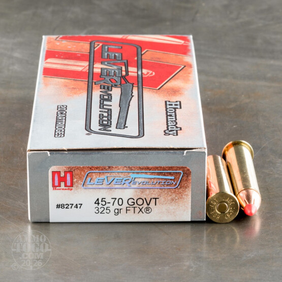 20rds - 45-70 Govt. Hornady LEVERevolution 325gr. FTX Ammo